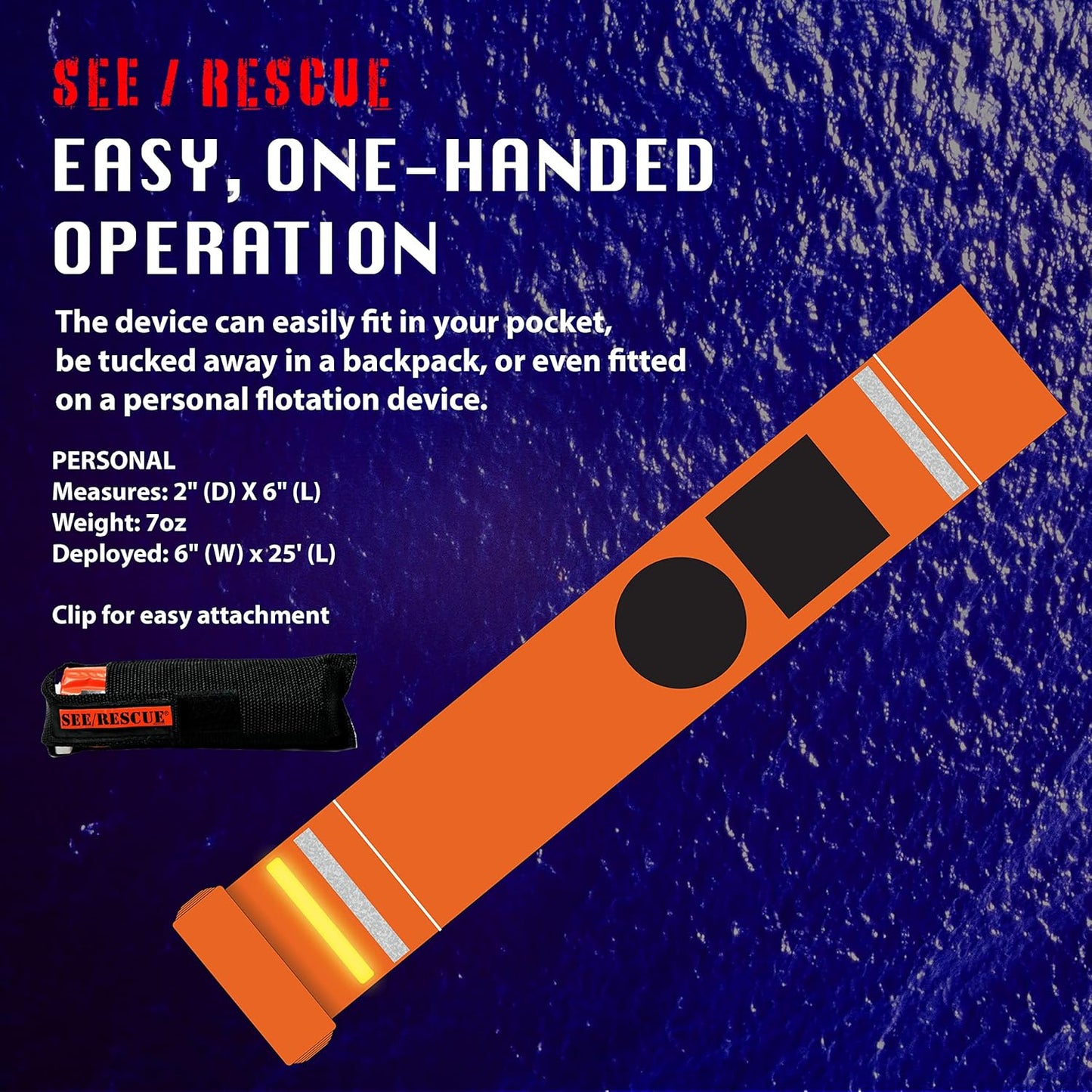 Streamer Survival Tool - The Easy to Use, Portable Rescue Device to Use on Land, Sea, or Snow, Day or Night When Lost or Stranded to Provide Continuous Visibility, Personal Lighted Streamer