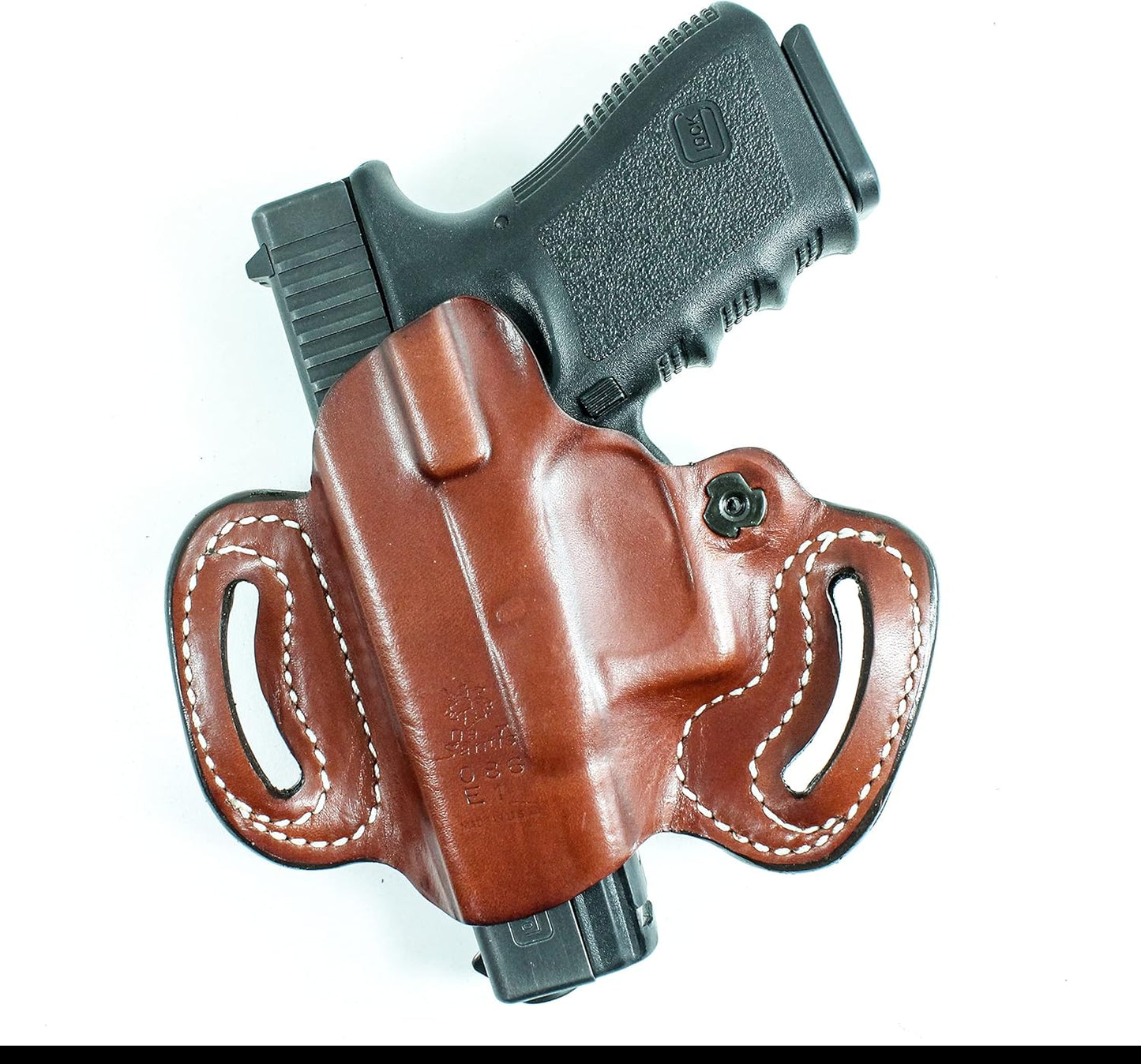 DeSantis Mini Slide Holster - OWB Gun Holster, Belt Slide Leather Holster for Pistols, Tight Fitting, Quick Draw for Men and Women, Fits Glock 43, 43X, 48 - Left Hand Draw, Black