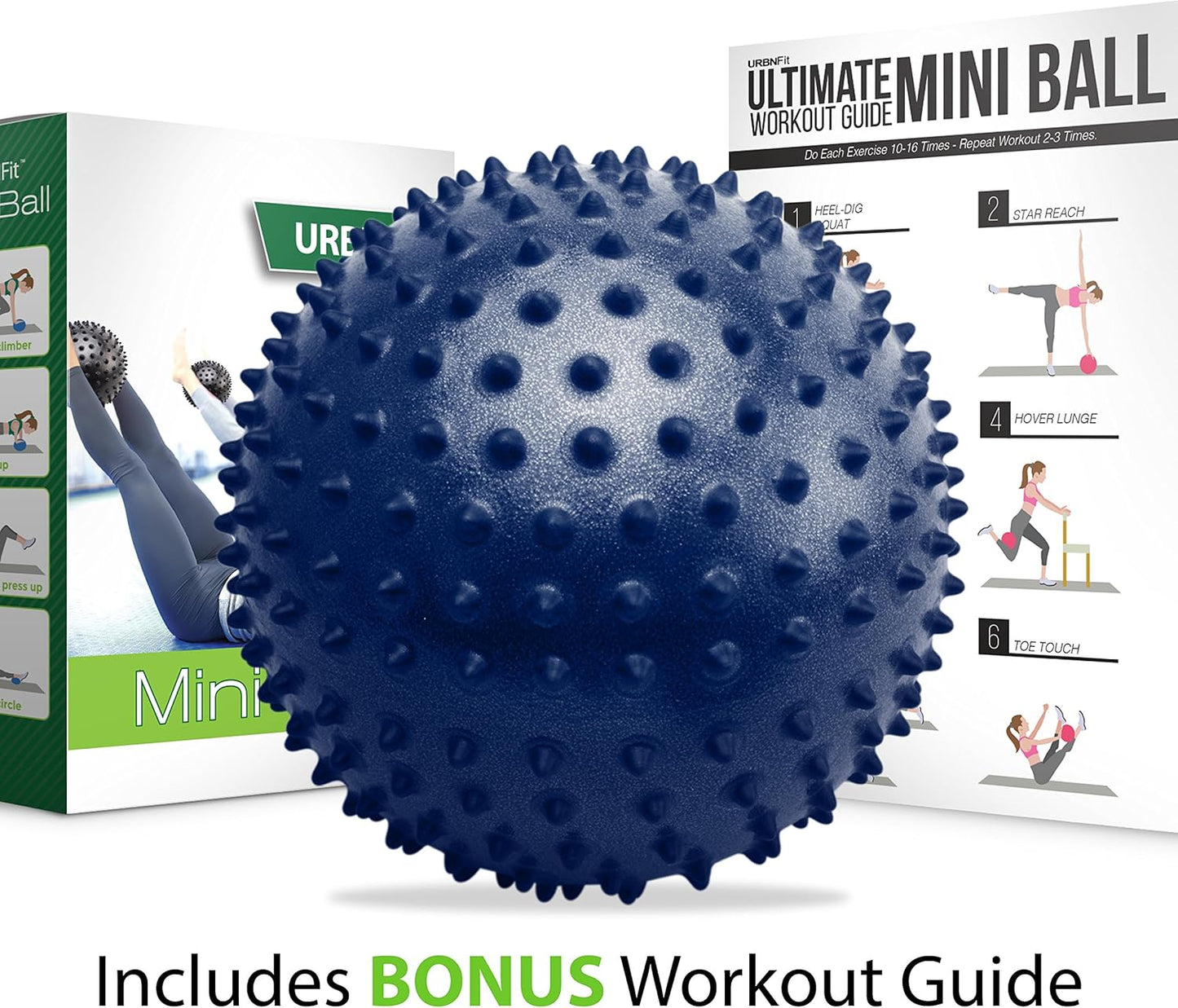 URBNFit Small Exercise Ball - 9-inch Mini Pilates Ball with Fitness Guide for Yoga, Barre, Physical Therapy, Stretching & Core Stability Workout