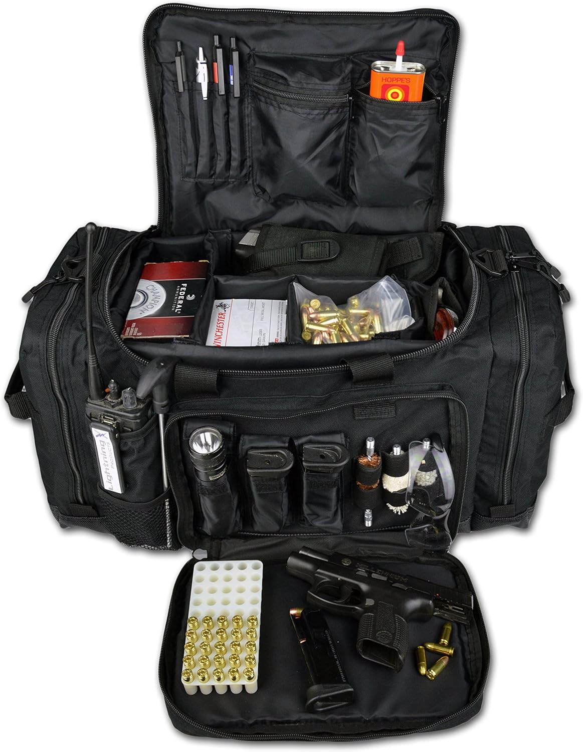 Lightning X Products Premium Tactical Law Enforcement Police Shift Duty Range Operations Patrol Bag with Shoulder Strap - Black