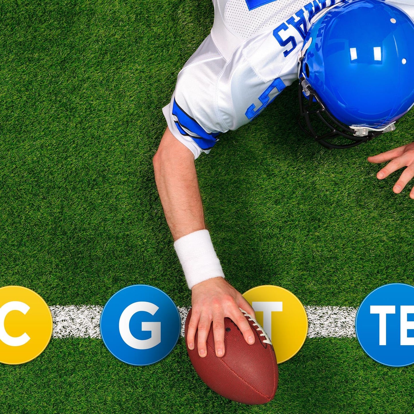 Fuyoooo 7 Pcs Football Lineman Split Marker Players Floor Spot Markers Playing Field Marking Equipment Alignment Offensive Defensive Positions Dots for Drills and Training Teaching Classroom, 6 Inch