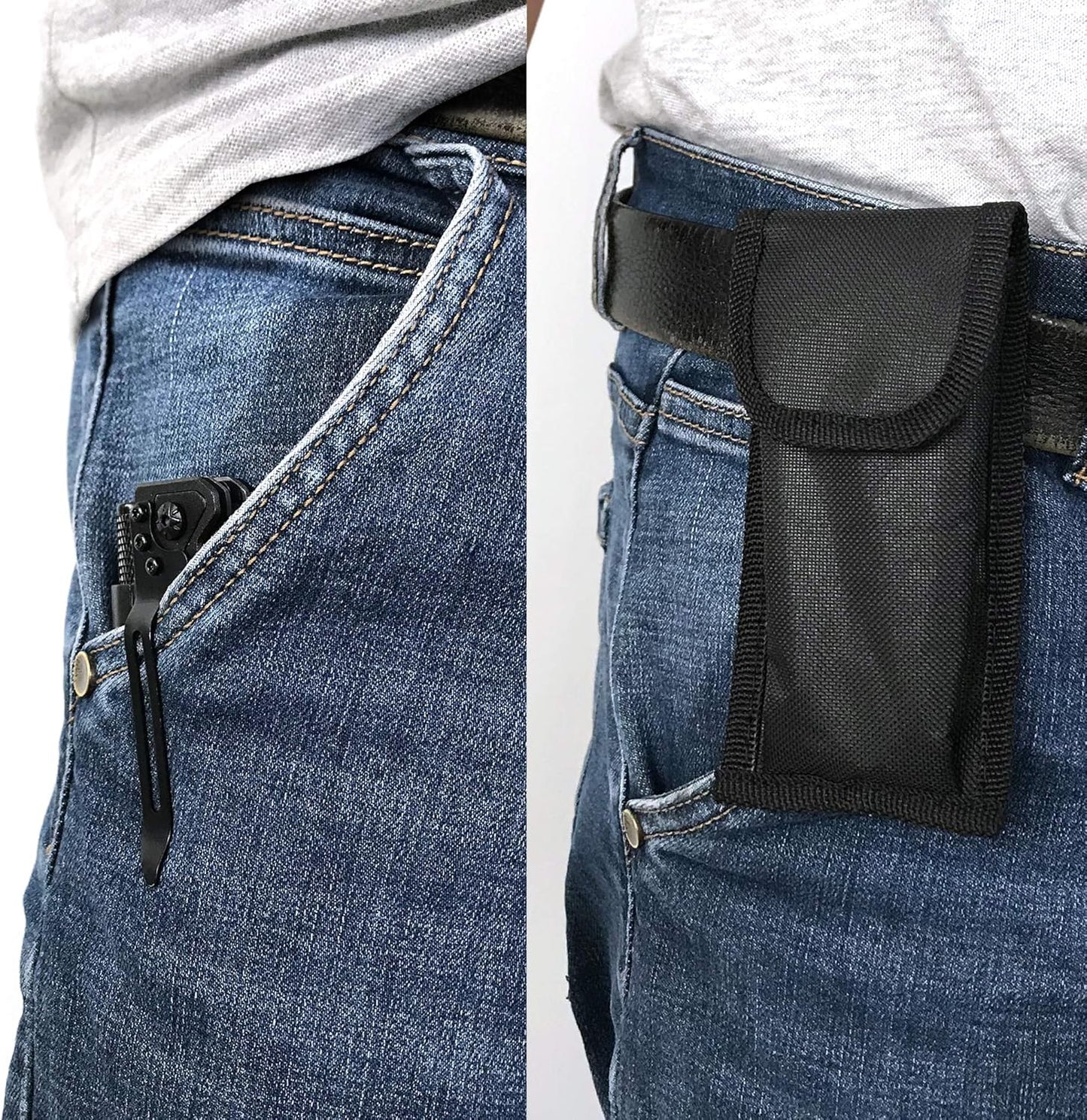 ALBATROSS 6-in-1 Survival Tactical Military Folding Pocket Knives with LED Light,Seatbelt Cutter,Glass Breaker,Magnesium Fire Starter,Bottle Opener;Multi-Function Emergency Tool(Black)