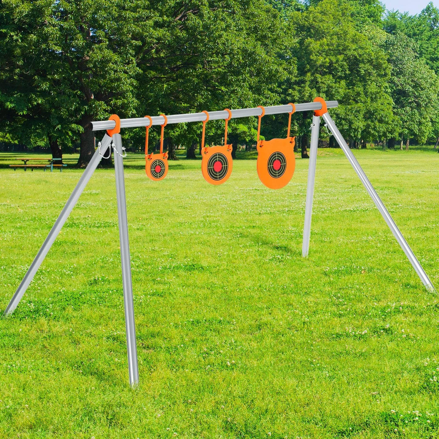 GADFISH AR500 Steel Target Combo Set, 3/8" Gong Target Hanging Kit, Outdoor Hanging Gong Targets with 10 Pcs Paper Targets, Complete AR500 Steel Kit Fit for 1 Inch OD EMT Conduit (Without Metal Tube)