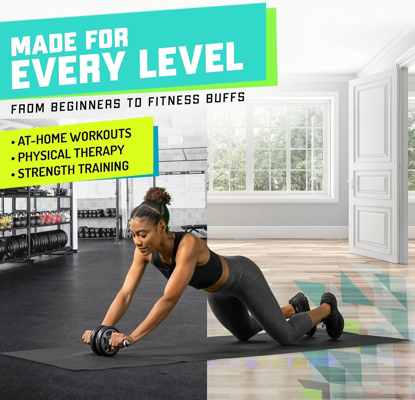 Ab Roller Wheel for Core Strength - Elite Sportz 2-Wheel Gym & Home Workout Equipment