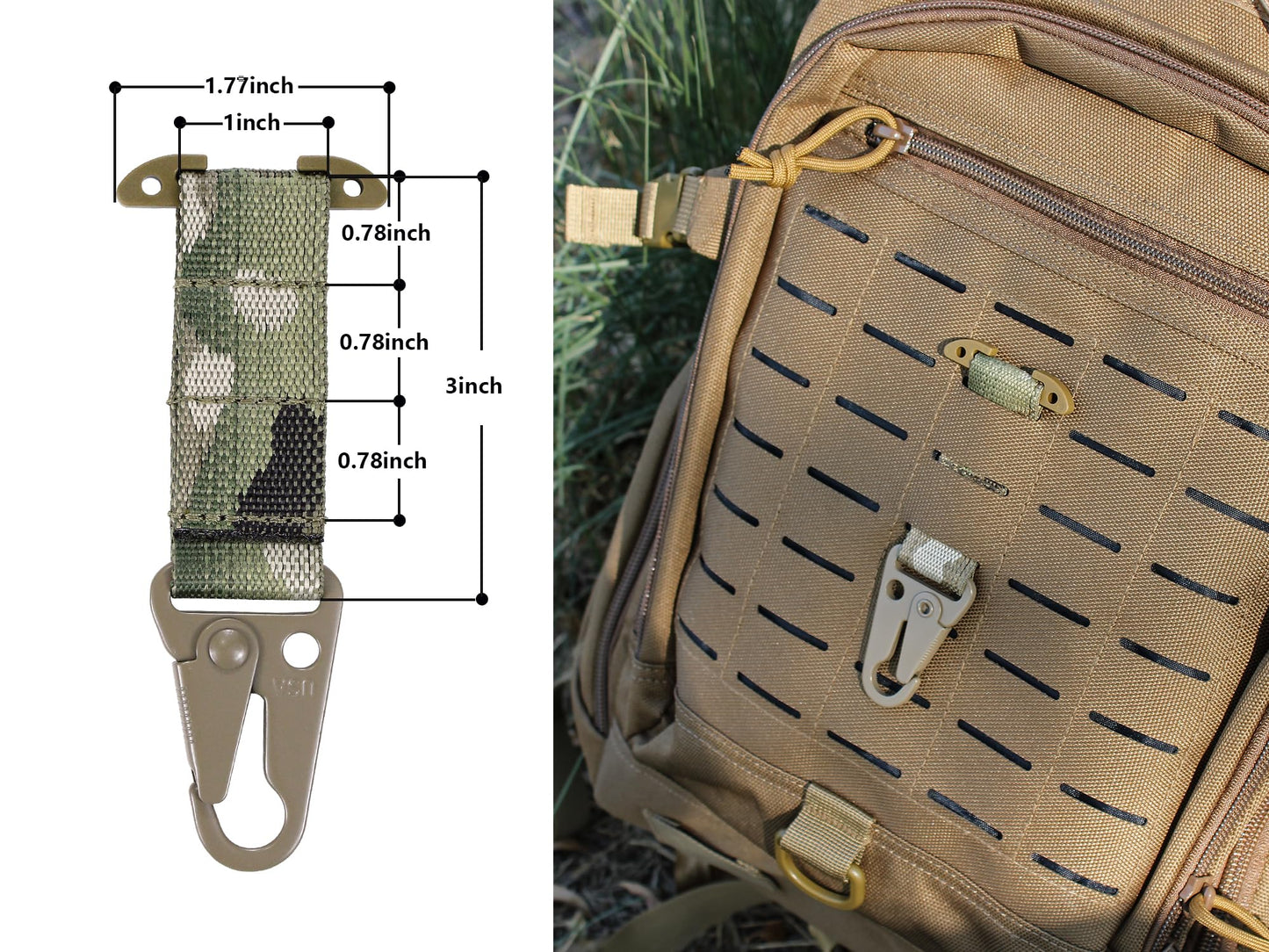 Tactical MOLLE Clip T-Mount Clash Hook, Gloves Clip for Duty Belt, Hanging Carabiner Metal MOLLE Key Holder