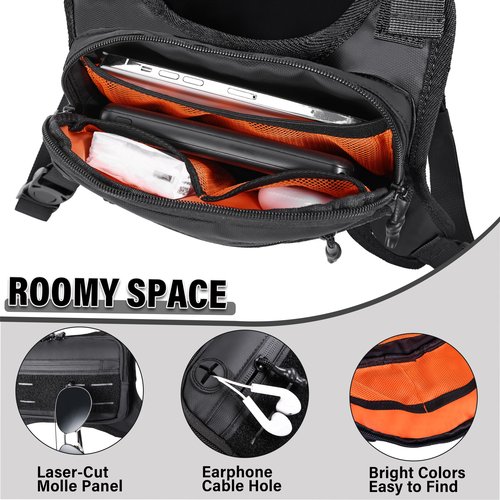 MOZETO Running Vest for Men with Reflective Back, Water Resistant Running Chest Pack For Workouts, Sports Phone Holder With Extra Storage, Lightweight Chest Bag