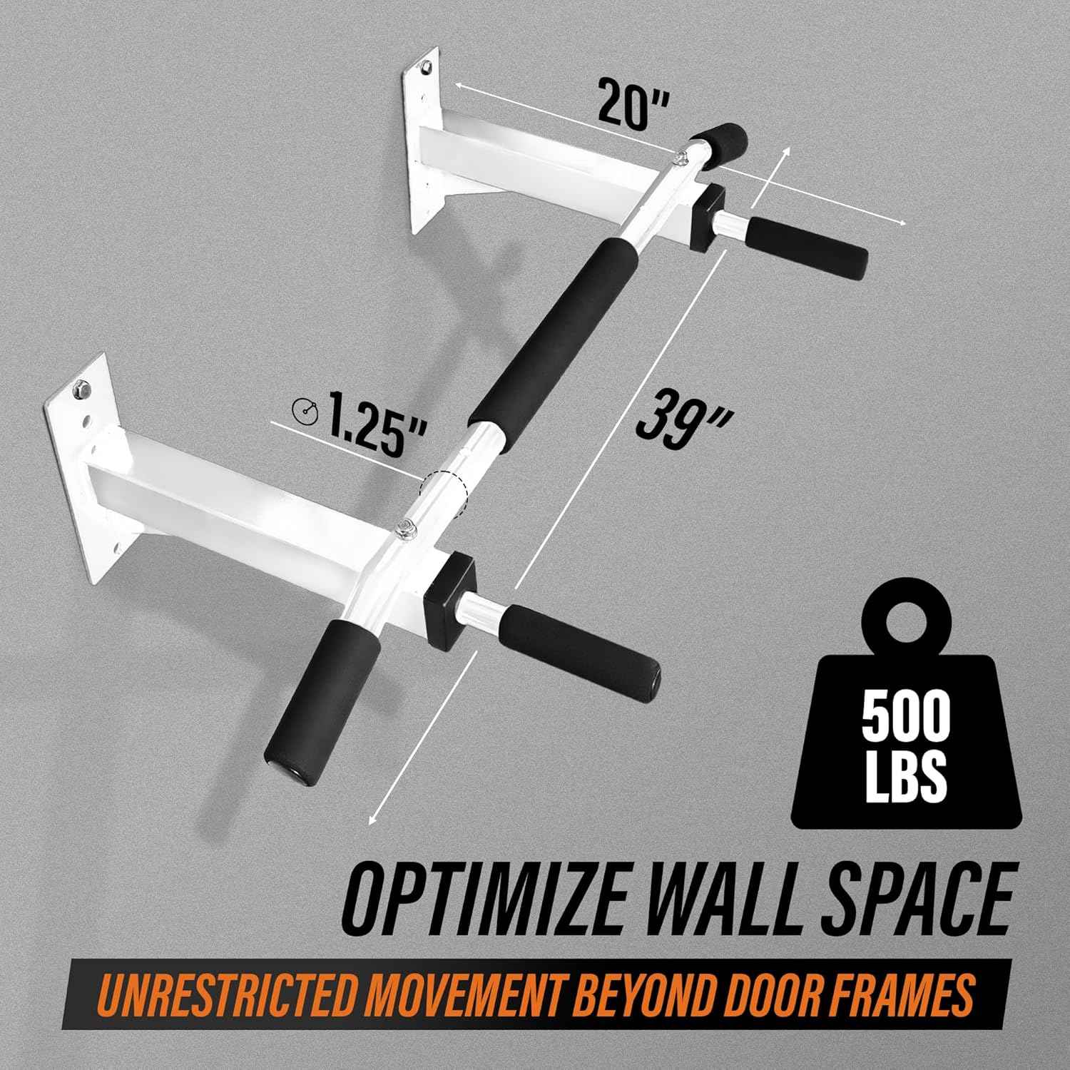 Wall Mounted Pull Up Bar - Multifunctional Home Gym Strength Training Equipment
