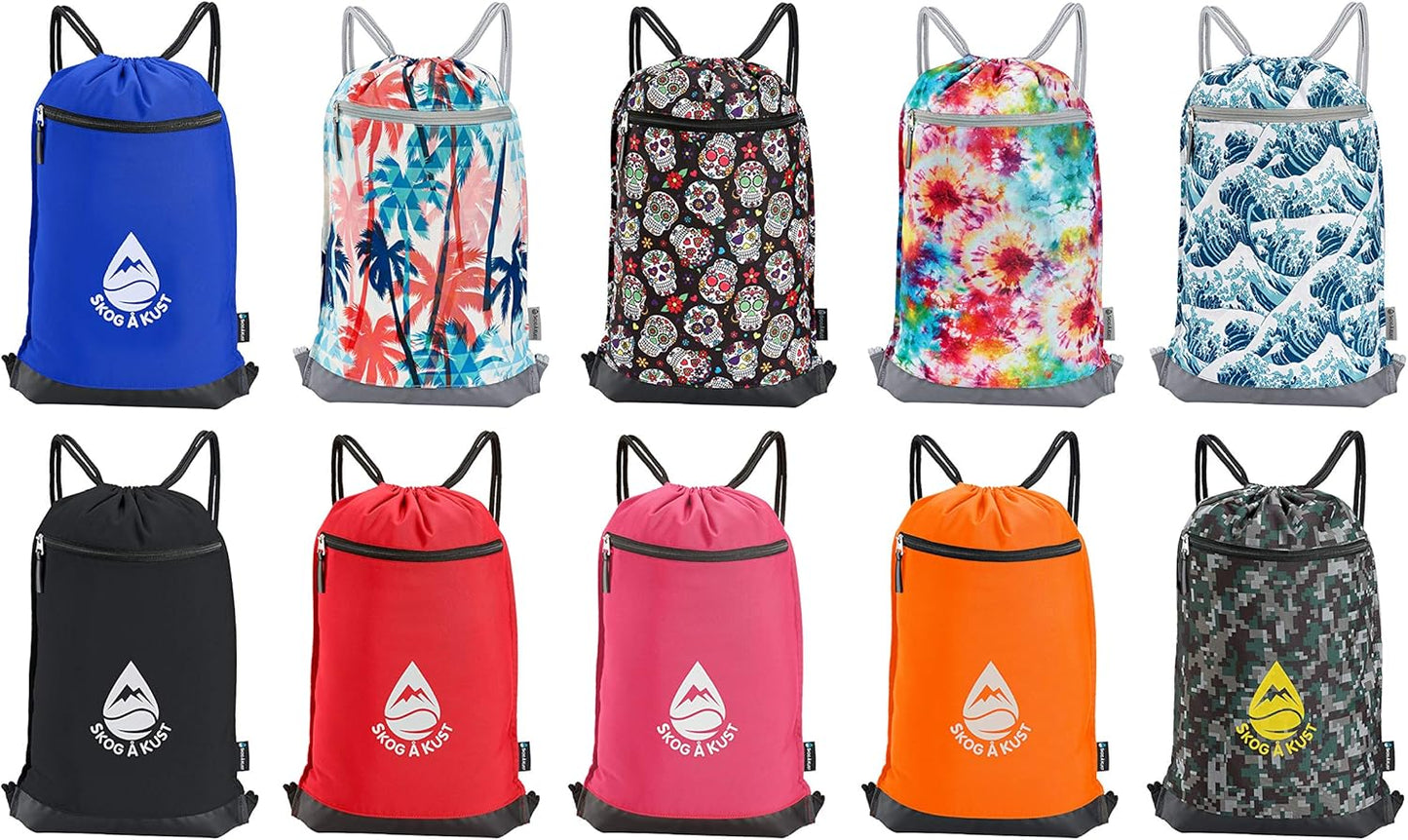 Skog Å Kust GymSak | Patented 2-in-1 Drawstring Cinch Bag with Removable Waterproof Dry Bag | Red