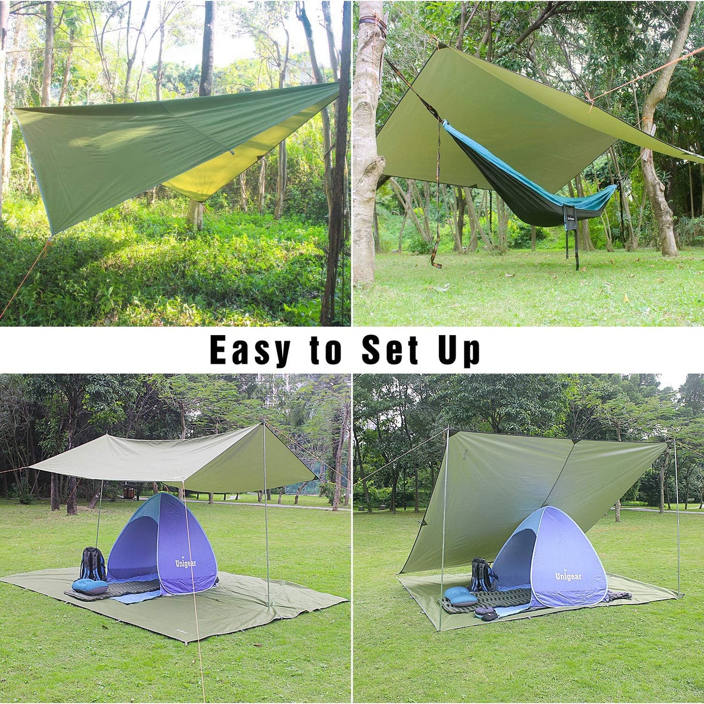 Unigear Hammock Rain Fly, 16.4/14.4/13/10ft Camping Tarp, UV Protection & Waterproof & Lightweight for Camping, Backpacking and Outdoor Adventure (Brown,10 * 10ft)