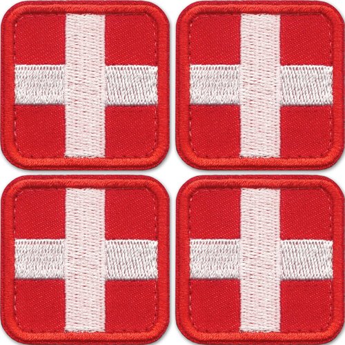 Laughing Lizards Medic First Aid Patch (4-Pack) | Tactical Red Cross IFAK Hook & Loop Medic EMT Patch for Identifying Medical First Aid Kit
