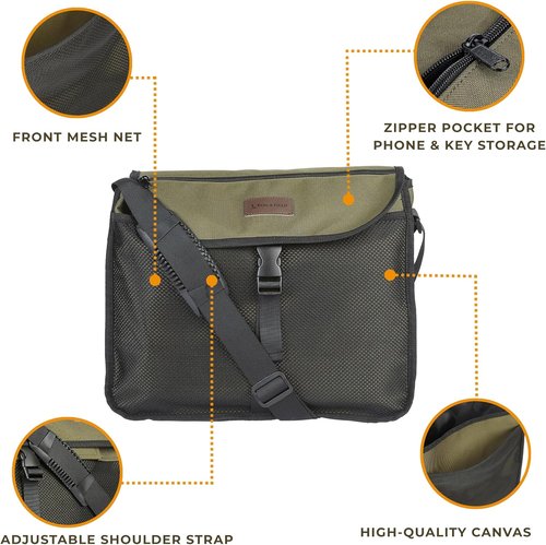 Dog & Field Medium Canvas Bag - Gundog Training Bag with Adjustable Strap, Dog Training Bag for Carrying Dummies, Game & Hunting Accessories, 20 x 16 inches, Olive Green