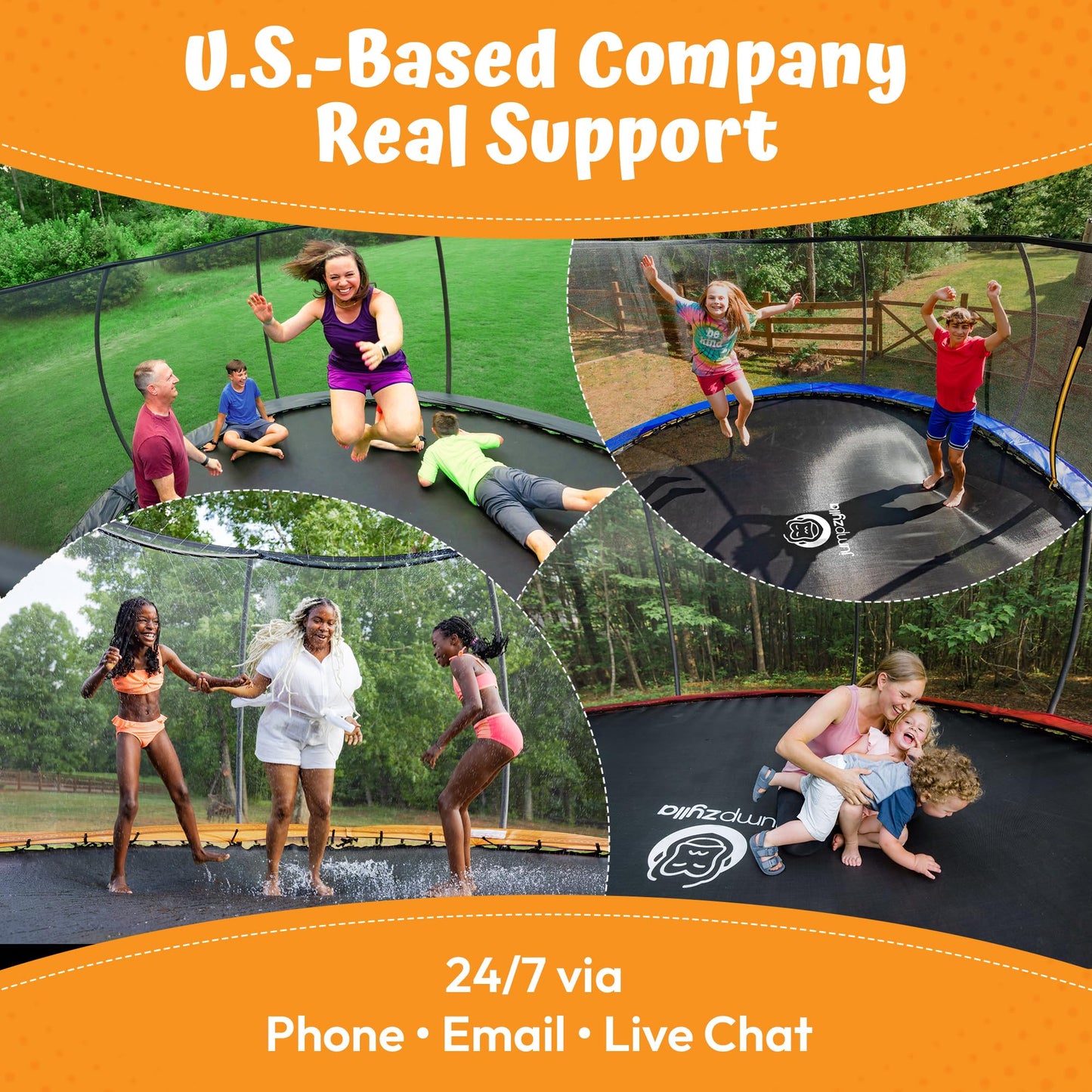 JUMPZYLLA Outdoor Trampoline with Net for Kids 10FT 12FT 14FT 15FT 16FT