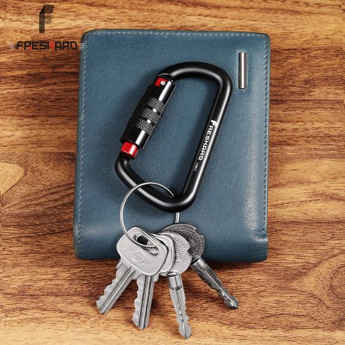 FresKaro 3pcs 25kN Climbing Carabiners with 2pcs 12kN Twist Lock Carabiners, Black Color
