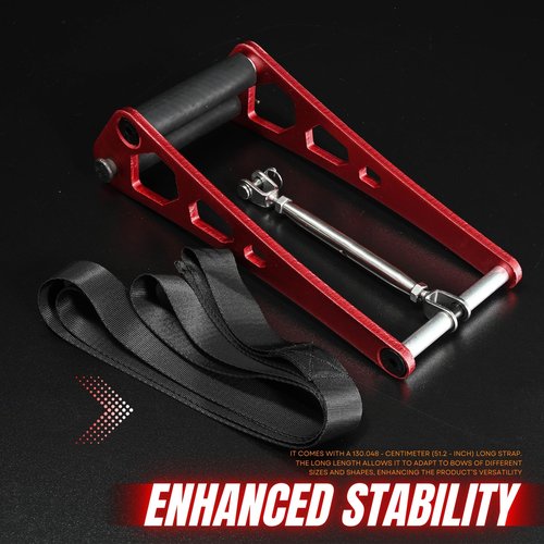 Mefape Bow Press, Archery Compound Bow Press, Aluminum Alloy Handheld Bow Press for Compound Bow and Crossbow, Universal Ratchet Type Fine Tuning Tool with 51.2” Strap