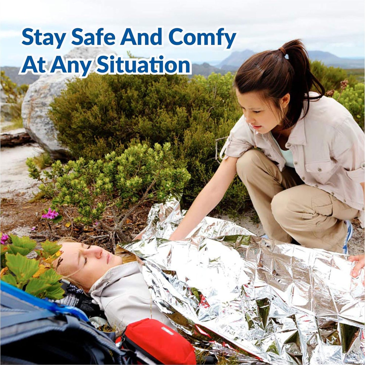 Primacare HB-10 Emergency Mylar Thermal Blankets – 10 Pack, 84" x 52", Silver – Reflective, Waterproof, Retains 90% Body Heat – for Survival, First Aid, Outdoors, Camping, EMS