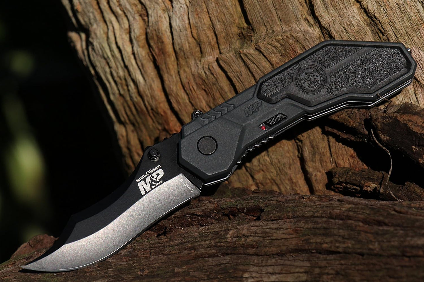 Smith & Wesson M&P SWMP1B 7.1in High Carbon S.S. Folding Knife with 2.9in Clip Point Blade and Aluminum Handle for Tactical, Survival and EDC