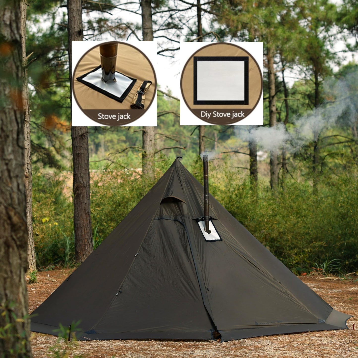 Hot Tent Stove Jack Fireproof Cloth - 13.4" x 9.4" Flame-Retardant Firewood Stove Chimney Furnace Pipe Fireproof Ring, Silver Silicone Material - Ideal for Camping Tents and Outdoor Shelters