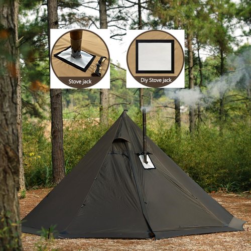 Dandelion shell Hot Tent Stove Jack - 7.8" x 9" Square Flame-Retardant Firewood Stove Chimney Furnace Pipe Fireproof Ring for Tents with Stove, Silicone Material - Lightweight at 60g