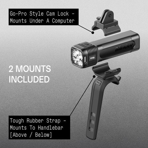Knog Blinder 1300 Bike Light - 1300 Lumen Bicycle Light with Compact CNC Design, 6 Light Modes, USB-C Rechargeable, IP67 Waterproof, LED Battery Indicator & Side Visibility Windows