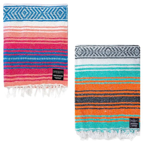Benevolence LA Authentic Handwoven Mexican Blanket | Yoga Blankets, Outdoor, Picnic, Beach, Camping | Equestrian Saddle | Serape 50x70 inches