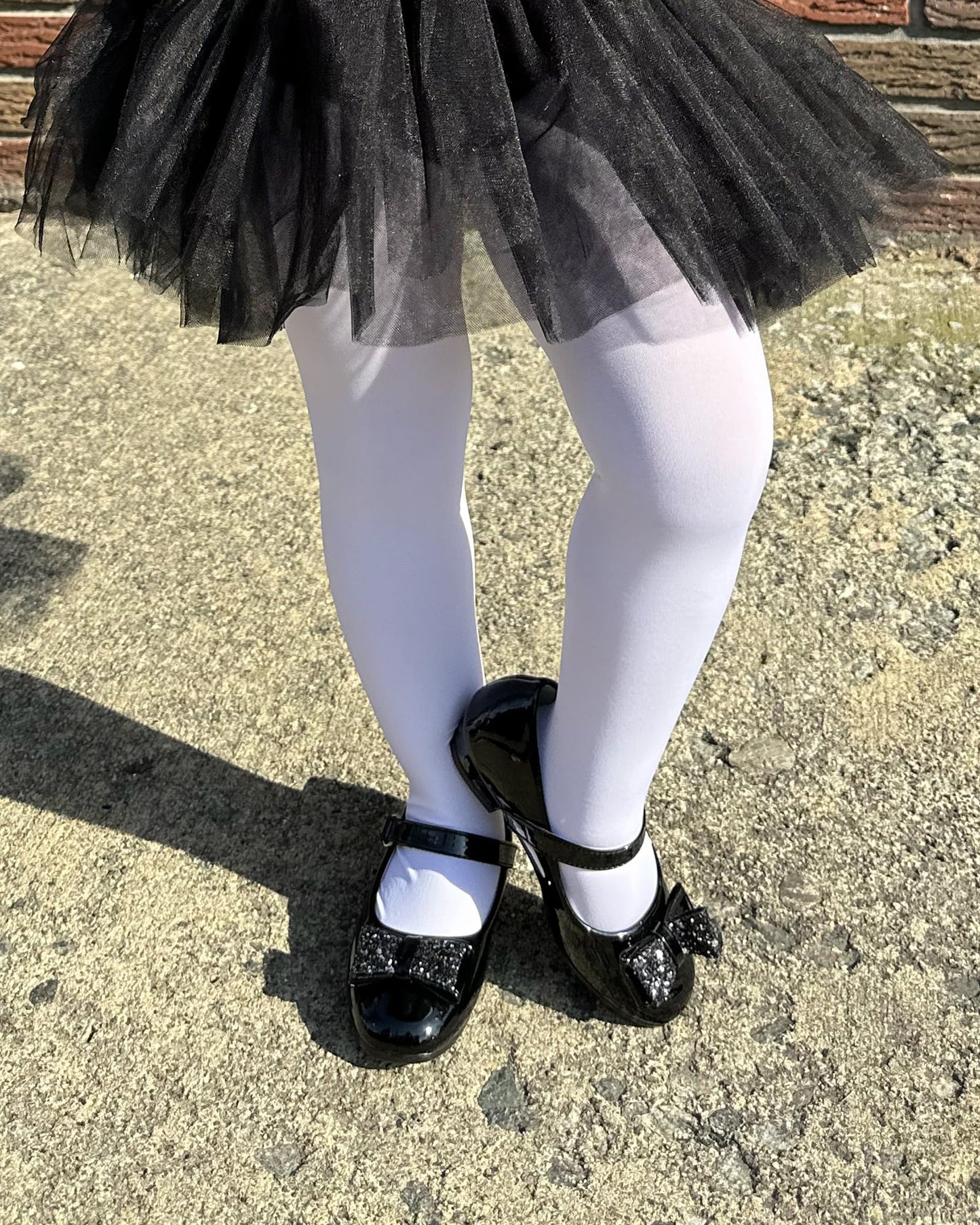 Stelle Girls' Ultra Soft Pro Dance Tight/Ballet Footed Tight(Toddler/Little Kid/Big Kid),WT,L White