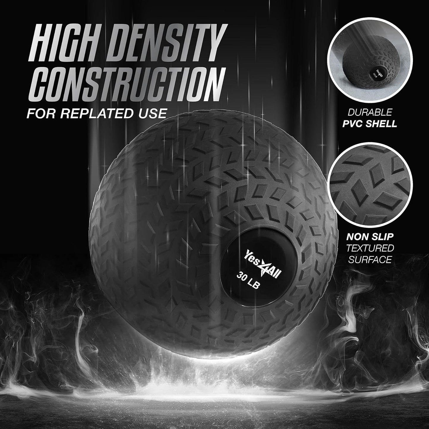 Yes4All Slam Balls, 10-40lb Weighted Ball Weight, Durable PVC Sand Filled Workout Dynamic Slam Ball for Core Strengthen