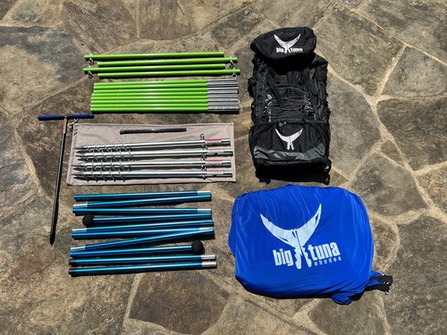 Big Tuna Shades - Giant Windproof Portable Shade - 15' x 15' - Sturdy - Customizable - Pop Up Canopy Tent for Beach/Lake/Camping