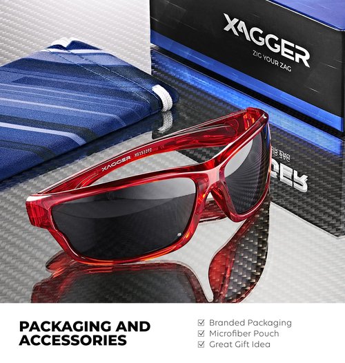 Xagger Polarized Wrap Around Sport Sunglasses for Men Women TR90 Frame Driving Running Fishing
