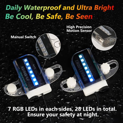 DAWAY A12+ LED Bike Wheel Lights for Night Riding, Waterproof Safety Bicycle Spoke Lights with Batteries Included, Bright Bike Accessories Gifts for Kids Adults, 30 Fun Patterns Change, 2-Tire Pack