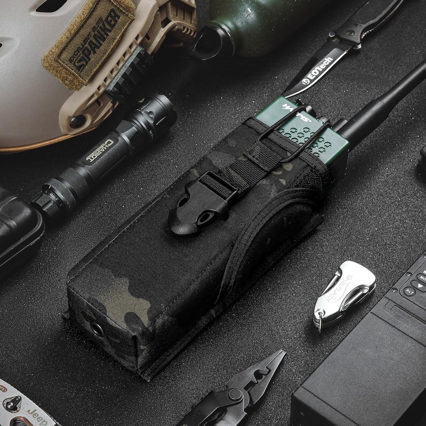 EXCELLENT ELITE SPANKER Tactical Universal Radio Holster Pouch Holder Case Bag Molle Adjustable Military Walkie Talkie Holder
