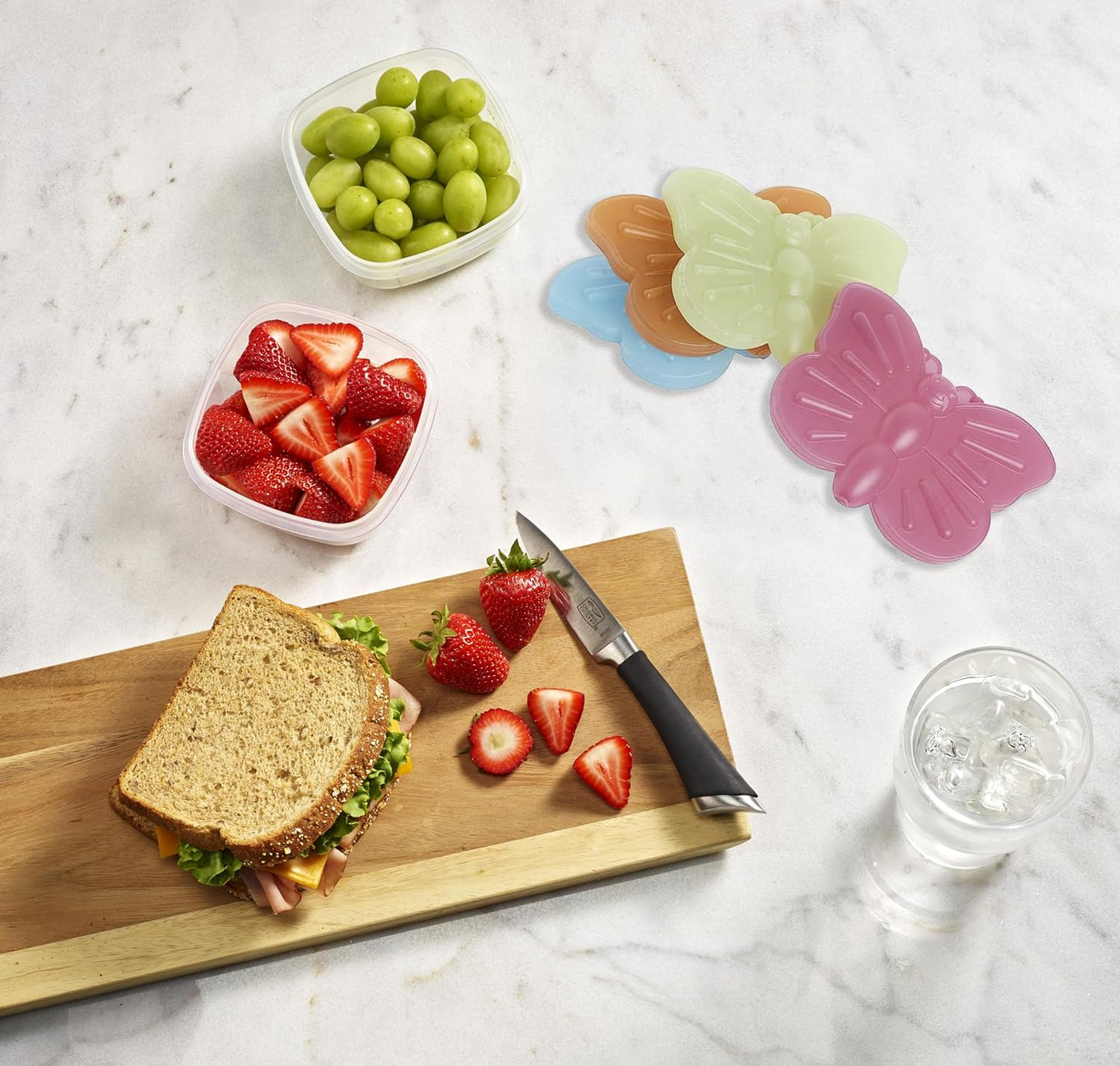 Fit & Fresh Cool Coolers Kids Lunch Box Ice Packs, Slim Ice Packs for Lunch Bags, Lunch Ice Packs Reusable-Multicolored, Set of 4 (Penguin)