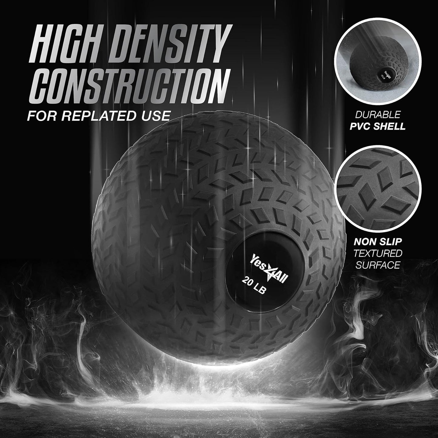 Yes4All Slam Balls, 10-40lb Weighted Ball Weight, Durable PVC Sand Filled Workout Dynamic Slam Ball for Core Strengthen