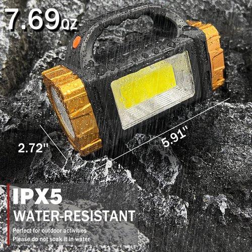 Civikyle 1-Pack Solar Flashlight High Lumens Rechargeable Outdoor Waterproof Spotlight LED Work Light Searchlight Lantern for Camping Emergencies