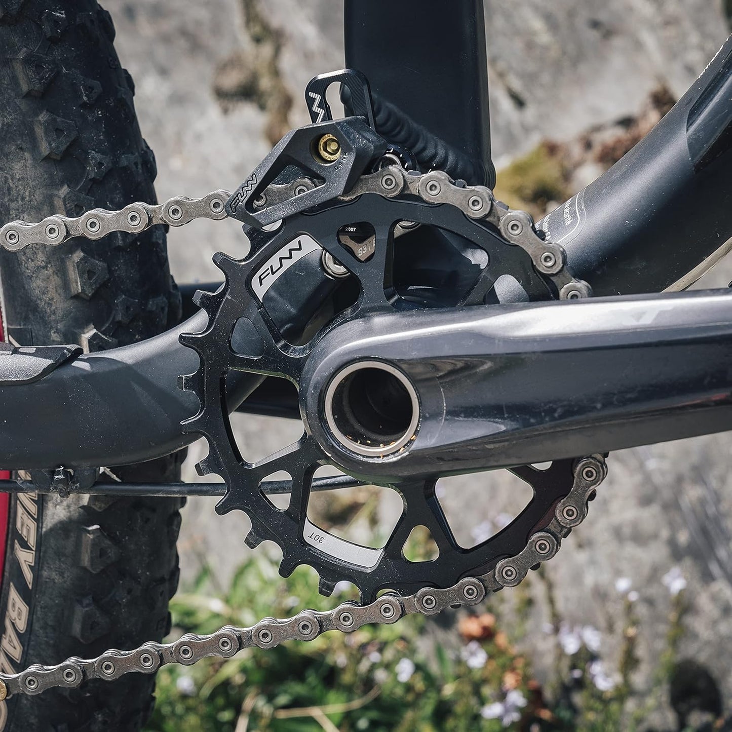 Funn Zippa Lite MTB Chain Guide, E-Type Mount (SRAM S3 Compatible), 26T-36T, Bicycle Chain Protector