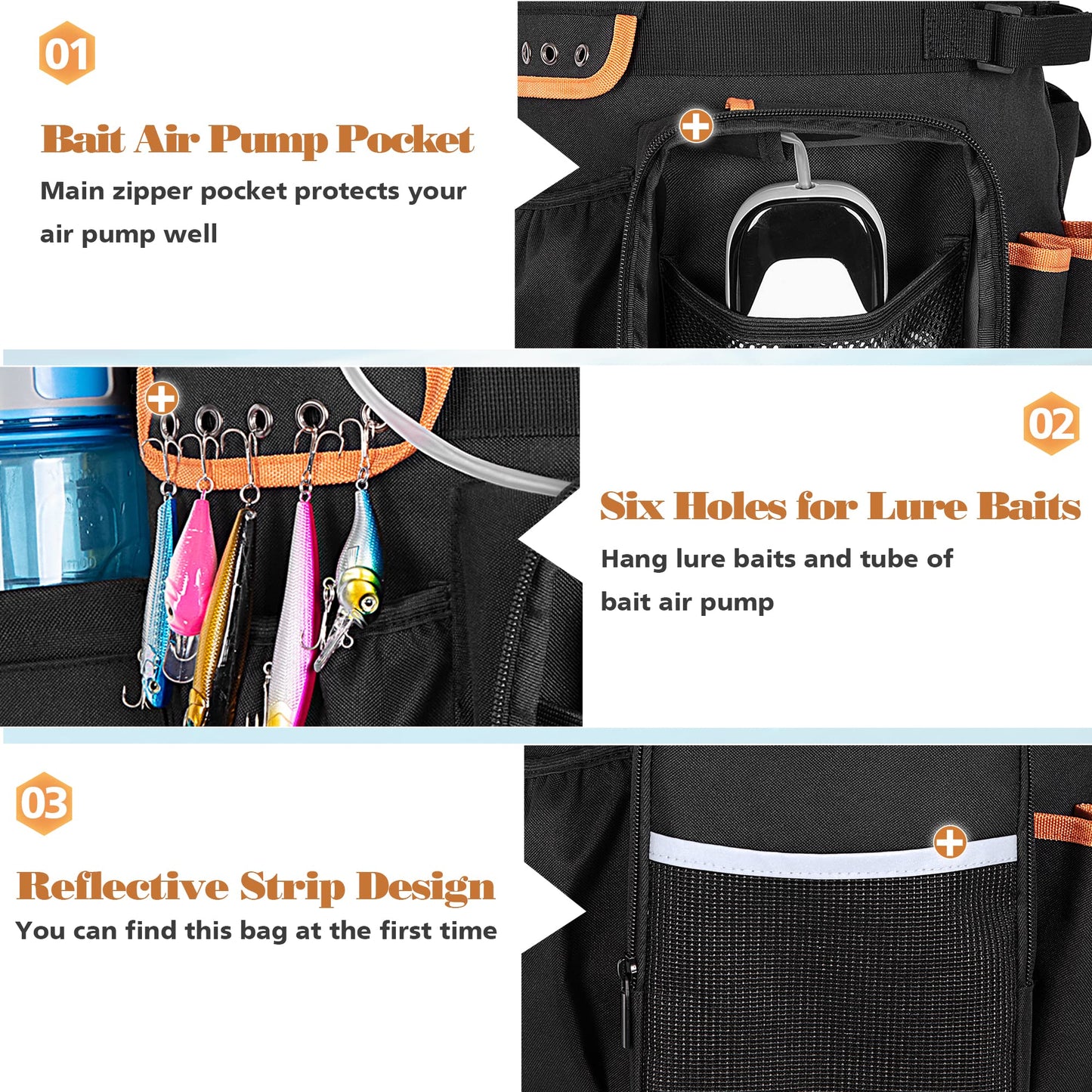 GOBUROS Fishing Bucket Organizer for 5 Gallon Bucket with Adjustable Buckle, Rod and Plier Holder and Multi-Pockets for Fishing Gear (Bucket not Included)