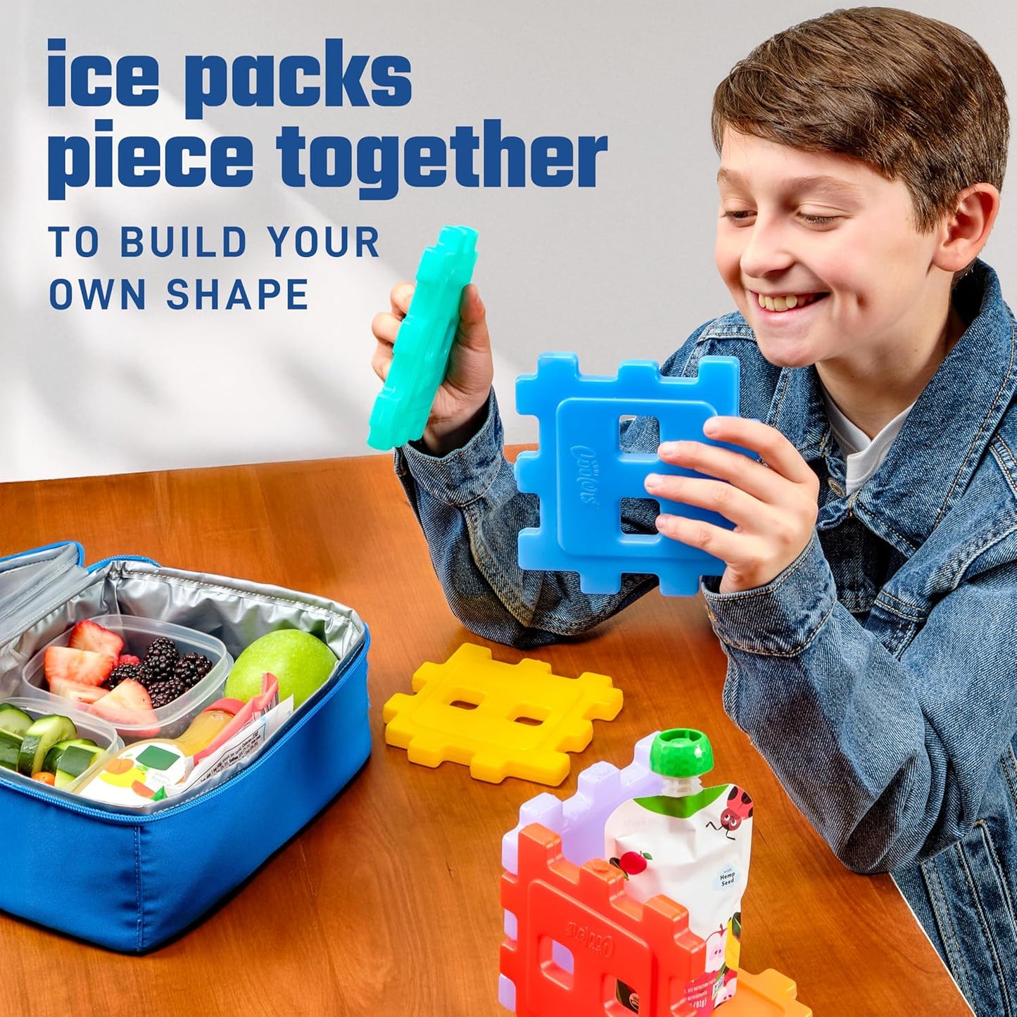 Cool Coolers By Fit & Fresh 4 Pack Slim Ice Packs, Quick Freeze Space Saving Reusable Ice Packs for Lunch Boxes or Coolers, Multi Colored, Single Pack