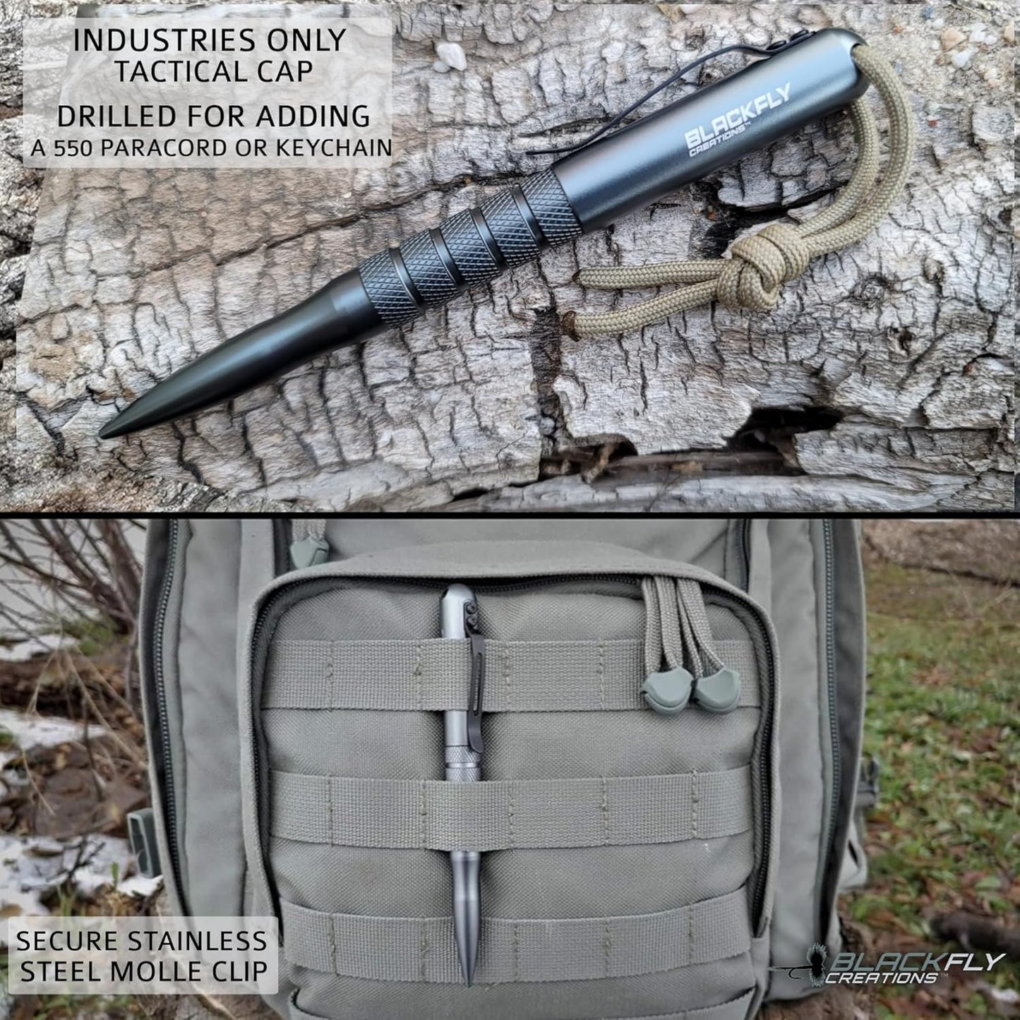 Tactical Pen Self Defense Weapon EDC Survival Tool, SWAT Military Police Gear Glass Breaker Kubaton, Drilled Cap for Lanyard or Keychain, 2nd Ink Refill & Gift Box Gray or Black 100% Quality Guarantee