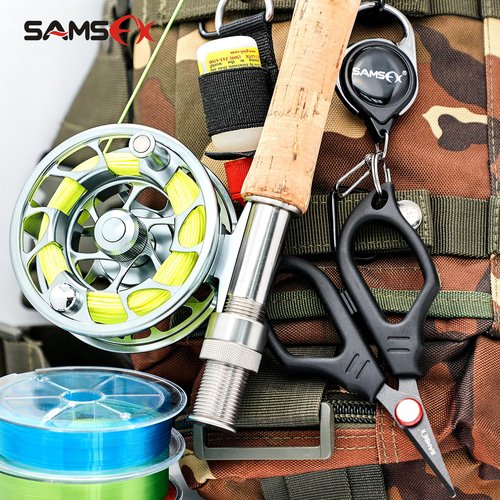 SAMSFX Fishing Braid Scissors, Snip Braided Line Cutter Saltwater and Freshwater, Serrated Shears with Retractor Scissors & Open Split Rings Function