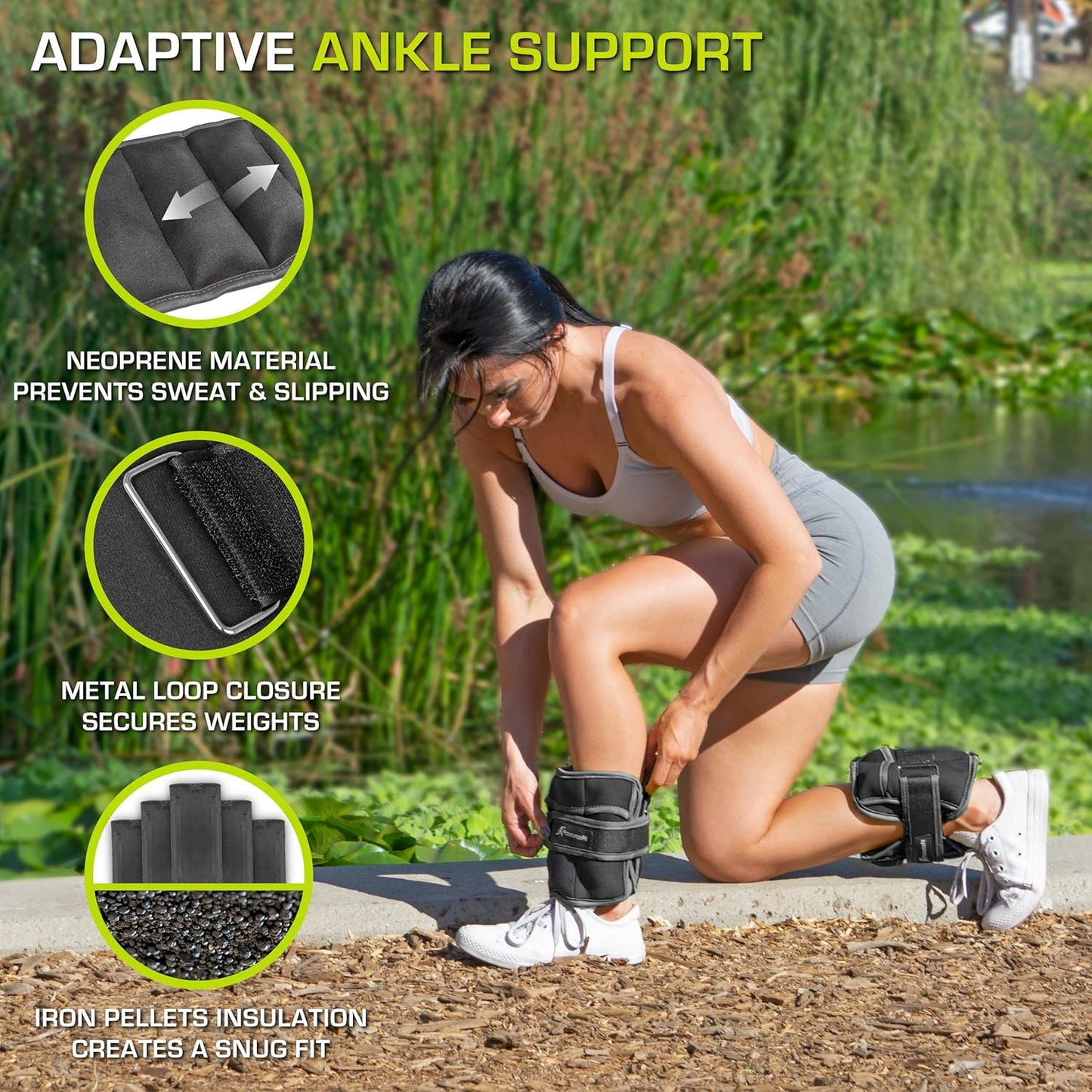 ProsourceFit Ankle/Wrist and Arm/Leg Weights Set of 2, Adjustable Strap 1 lb-5 lb, Adjustable Weight 15 lb, 10 lb, 7 lb for Men and Women