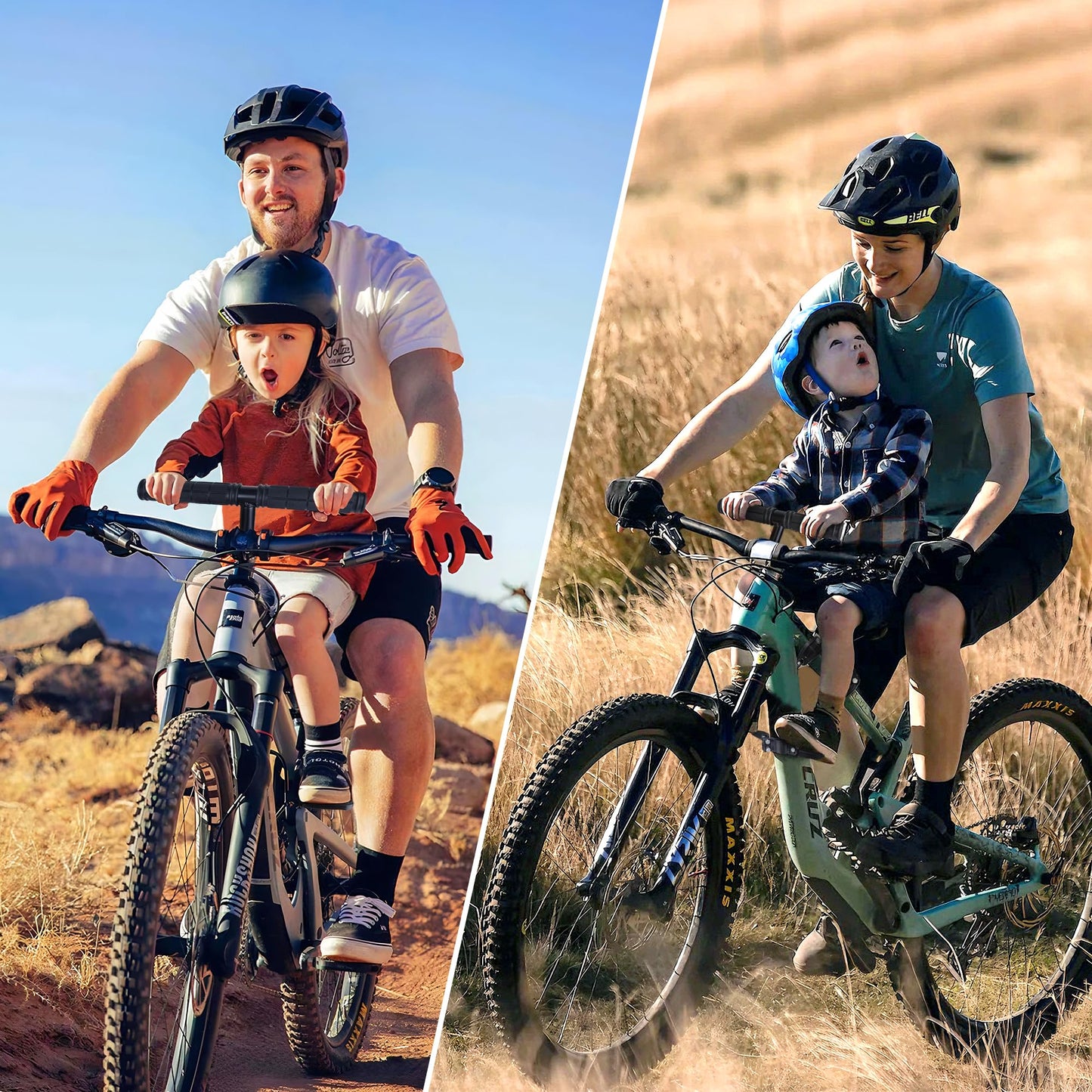 Alaxciax Front Mounted Bicycle Seats for Children, Kid Bike Seat Mountain with Handlebars Foot Pedals for Children 2~5 Years (Black) (Black)