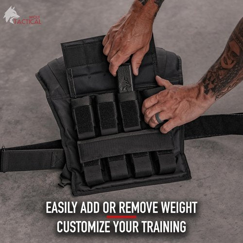 WOLF TACTICAL Weighted Training Vest - Weighted Vest Men Strength Training Weight Vests Workout Weight Vest for Men (Black, 25 LB)