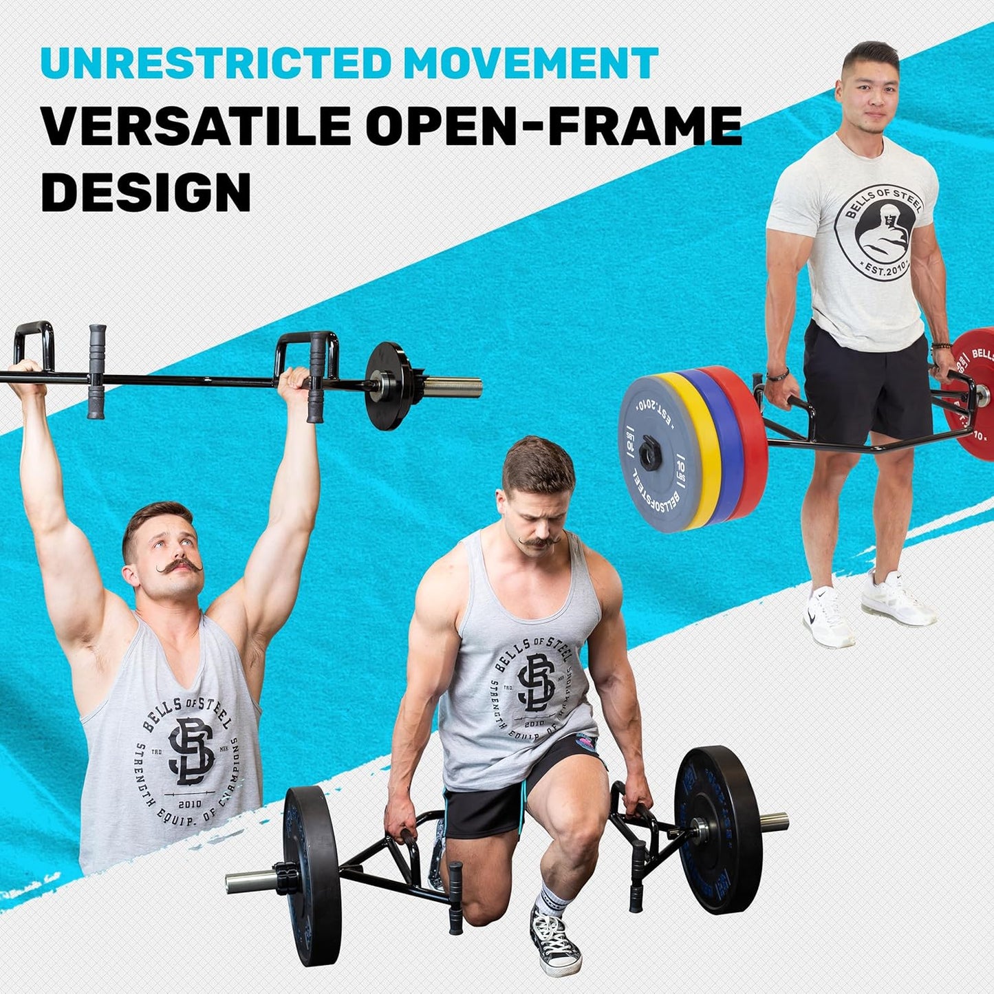 Trap Bar [Bells of Steel] Hex Bar Deadlift, Open-Ended Frame Trap Bars for Weight Lifting, Premium Gym Equipment for Home and Commercial, Built-in Deadlift Jack & Rotating Sleeves, 700lb Capacity