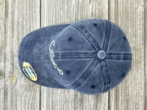 Shenbors Gone Fishing Hat for Men Women, Gifts for Grandpa Uncle Daddy, Navy Blue Bass Fish Lover Baseball Cap Hook Snapback Hat