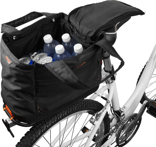Ibera 2 in 1 PakRak Commuter Bicycle Trunk Bag with Expandable Panniers, Clip On Quick Release Design and Detachable Shoulder Strap