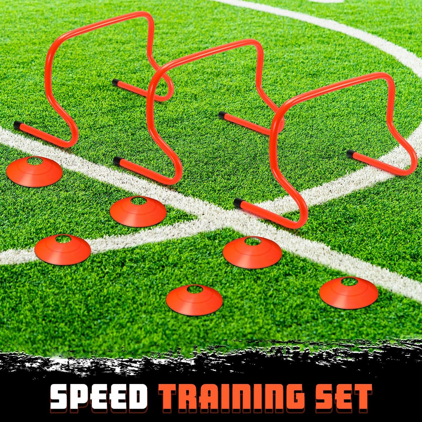 Gemscream 6 Sets 12" Speed Agility Training Hurdles for Athletes Soccer Training Hurdles Agility Training Equipment with Marker Cone Adjustable Training Hurdle Plyometric Hurdles for Basketball