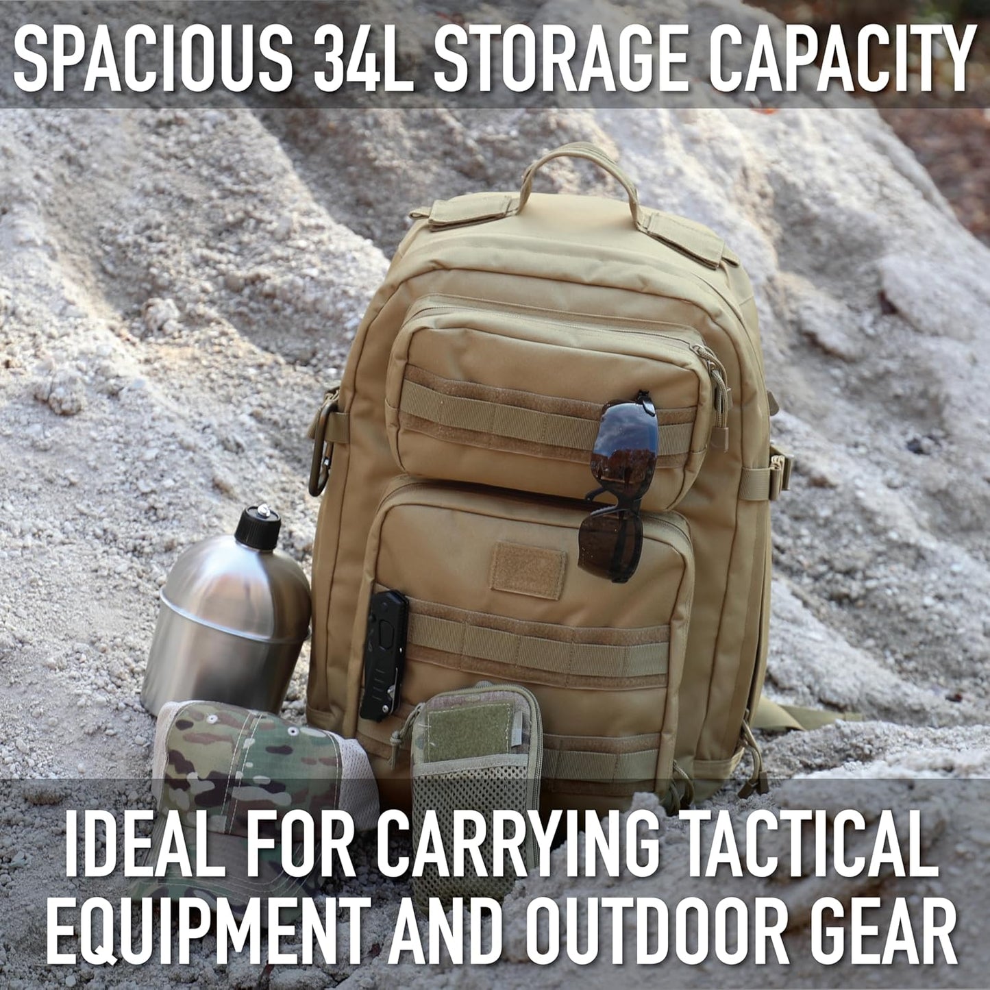 Rothco Fast Mover Tactical Backpack - Outdoor Hiking Pack for EDC Essential Gear (Coyote Brown)