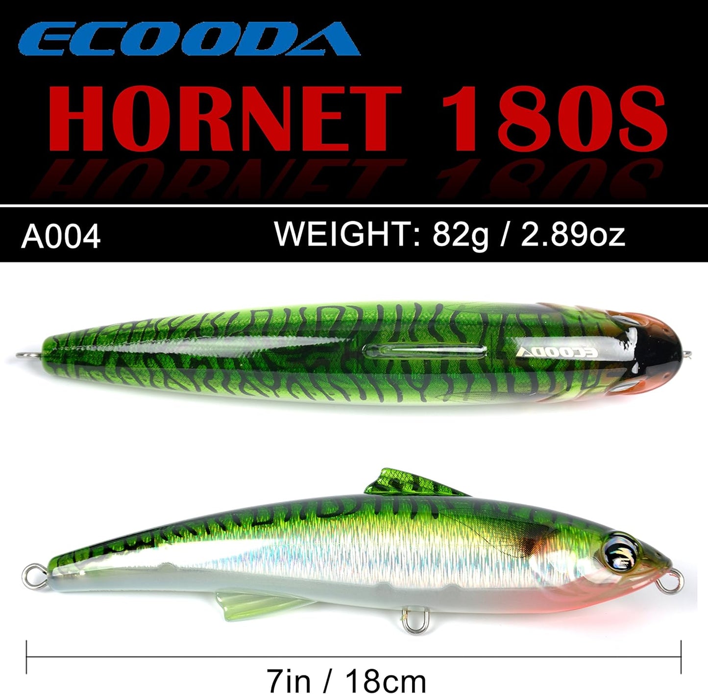 Hornet Saltwater Fishing Lure 2.9oz 7in Topwater Popper Hard Bait Floating Pencil Lure for Kingfish/Tuna/Mackerel/Marlin/Mahi Mahi Offshore Trolling Onshore Floating Crankbait