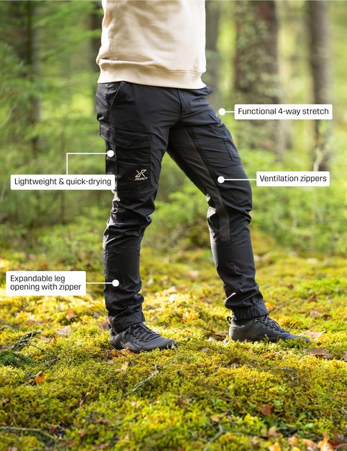 RevolutionRace Rambler Lightweight Pro Pants for Men, Lightweight Outdoor and Hiking Pants, Black, XXL