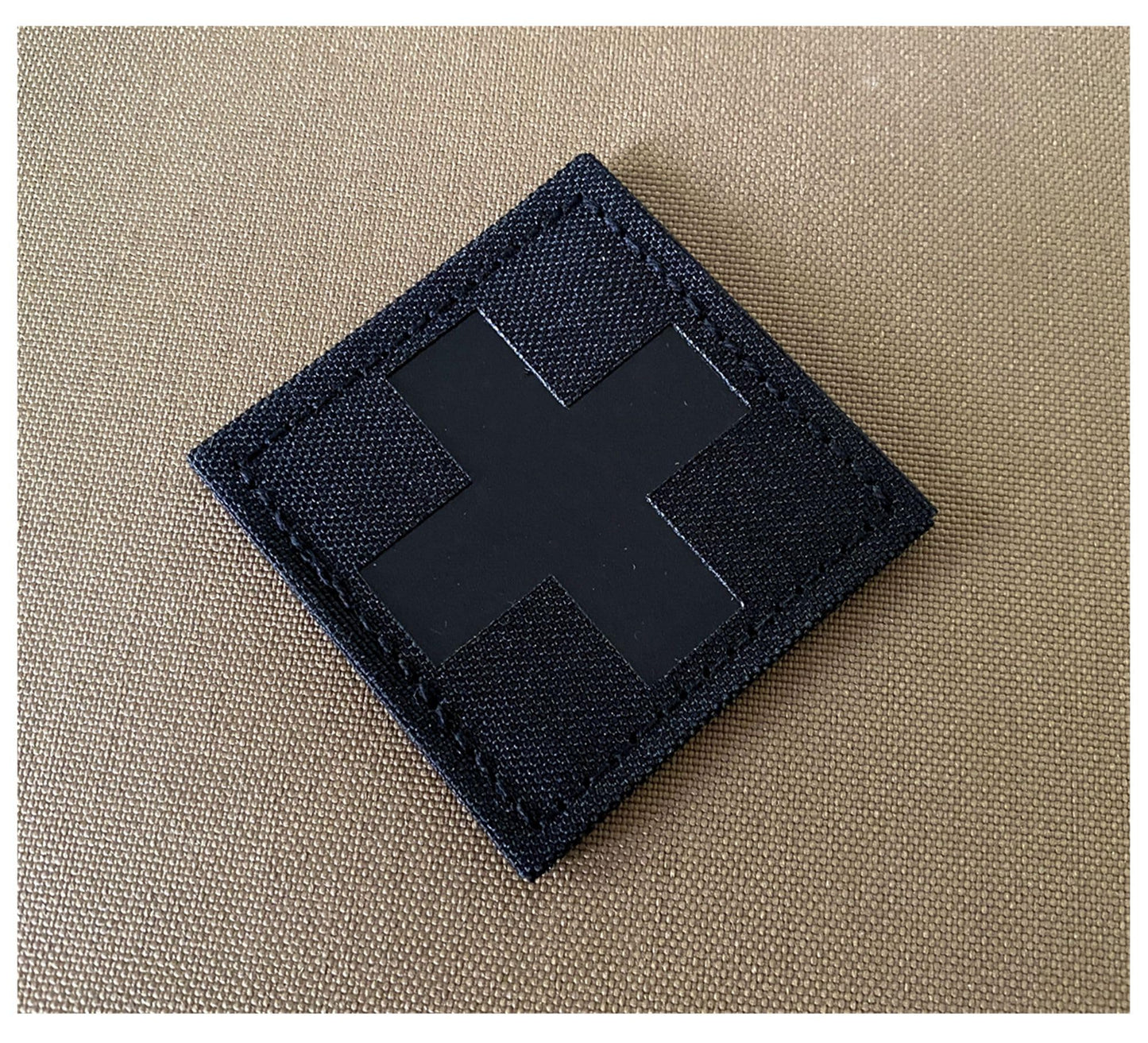 JUJUPUPS Infrared IR Reflective Medic Cross MED Medical EMS EMT Tactical Patch Fastener Patch Hook/Loop 2x2 inch (Black)