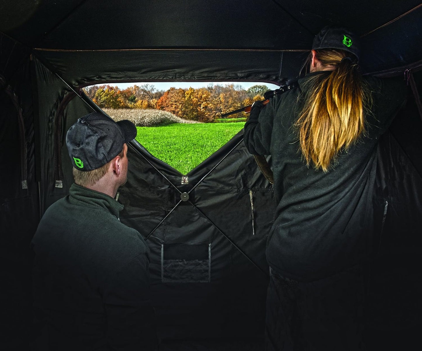 Barronett Blinds® Grounder 350, Portable Hunting Blind, Pop-Up Hub Blind, Huge Interior, Large Shooting Windows, 3-Person, Bloodtrail® Woodland, 80” x 90” x 90